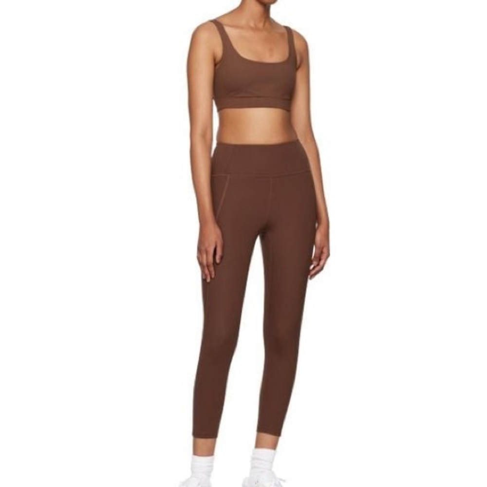 Girlfriend Collective Brown Sports Bra 7/8 Leggings Matching Set Size Small